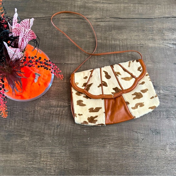 Varon Handbags - Varon leather calf hair purse animal print